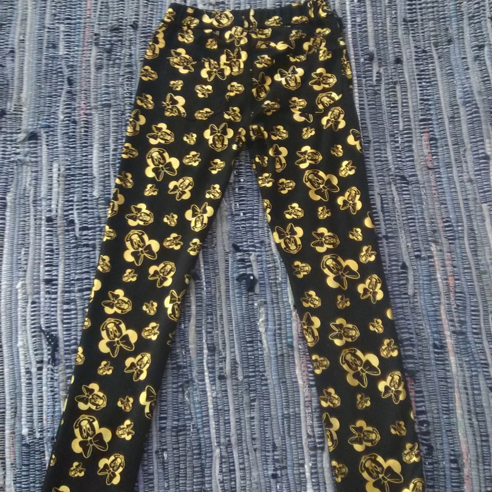 Disney Minnie Mouse leggings Size L blk & gold